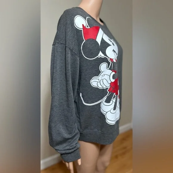 Disney Mickey Mouse Christmas Sweatshirt XXL Gray Pullover Soft  Cozy - Picture 4 of 8